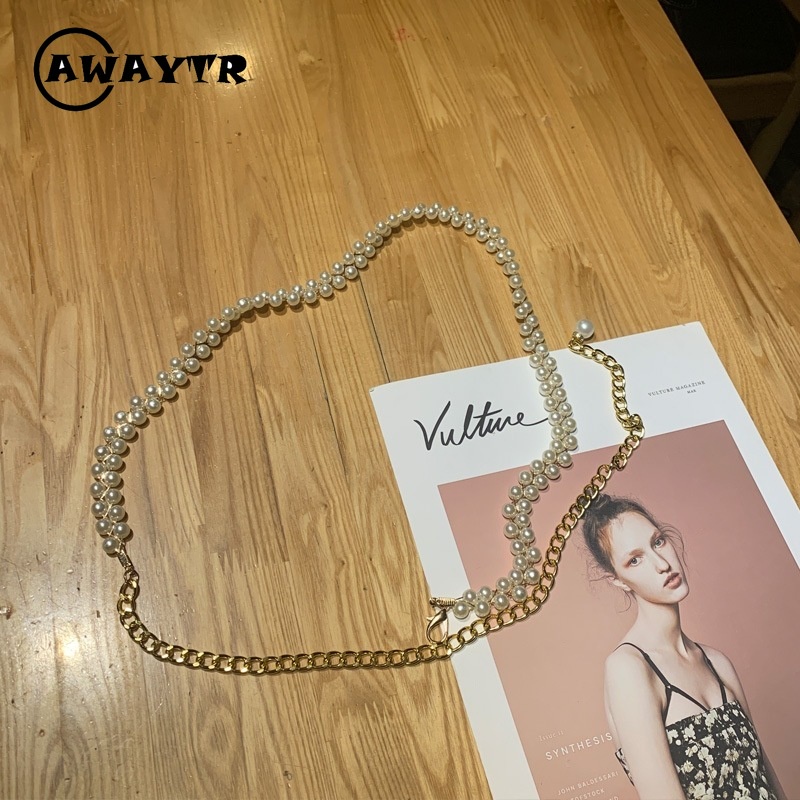 Thắt Lưng Dây Xích Đính Ngọc Trai Trang Trí Đầm / Quần Jean Thời Trang Cho Nữ