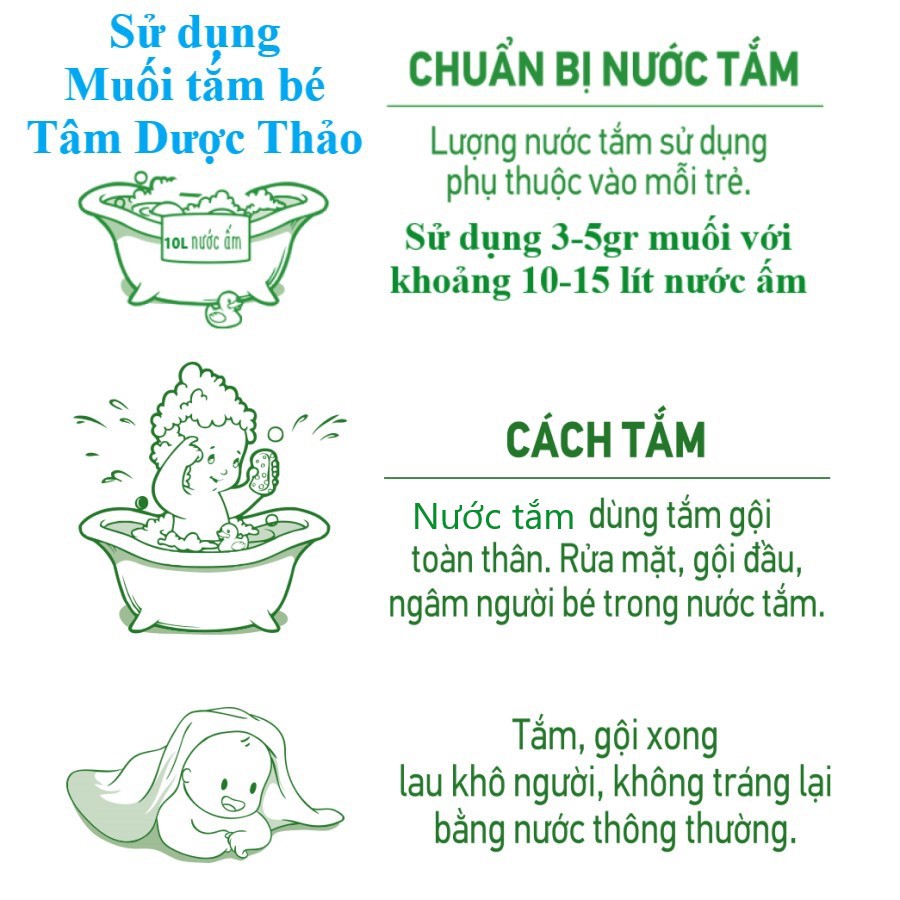 Muối tắm bé Tâm Dược Thảo 400g - Muối tắm bé thảo dược - Chăm sóc mẹ và bé sơ sinh - Trị rôm sảy, mề đay.