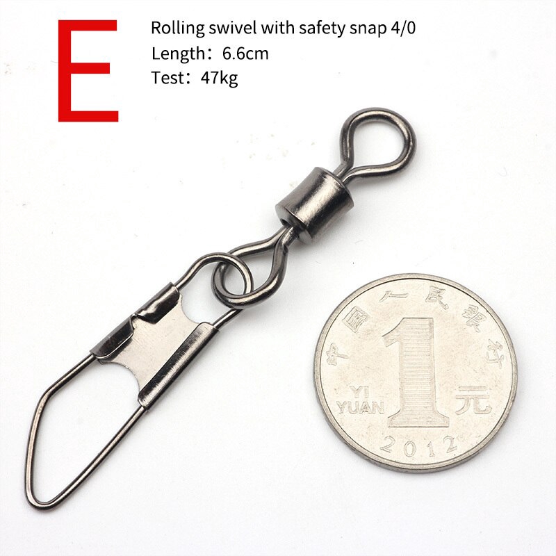 Bộ 10 Cái size Lớn 4 / 0 Chất Lượng Cao# Thùng Cuộn Câu Cá Biển Với Móc Khóa Xoay Đẹp Mắt An Toàn