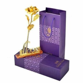 Hộp quà tặng hoa hồng 3D mạ vàng