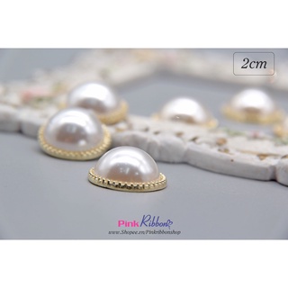 Charm đĩa hạt trai nửa 2cm phụ kiện thời trang, gắn lên phụ kiện tóc, làm phụ kiện nơ bờm kẹp tóc, DIY, handmade