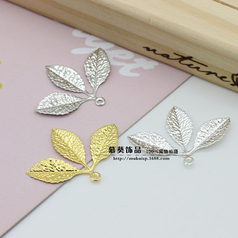 (10 cái)Phiến kim loại lá 31*23mm, nguyên liệu làm trâm cài tóc cổ trang, nguyên liệu diy