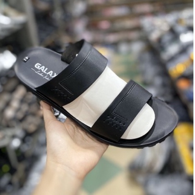 Dép da nam 2 quai màu nâu và đen da tốt glx