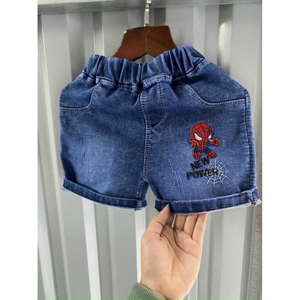Quần Sóc JEAN bé trai - quần short cho bé họa tiết phối cá tính chất bò mềm