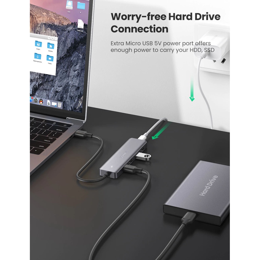 Bộ Mở Rộng USB Type C Ra 4 Cổng USB 3.0 Ugreen CM219, CM136 Chính Hãng