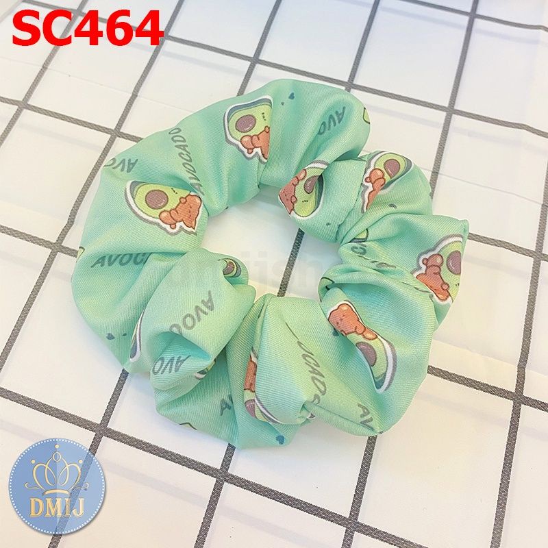 Dây buộc tóc vải scrunchies [ Gấu ôm bơ xanh]
