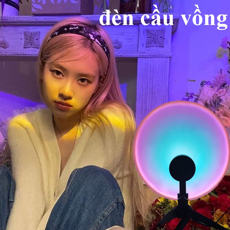 Tiktok Đèn Led Đèn trang trí đèn hoàng hôn rose đèn cầu vòng đèn cầu vồng đèn neon For INS background sunset lamp（With Stand）