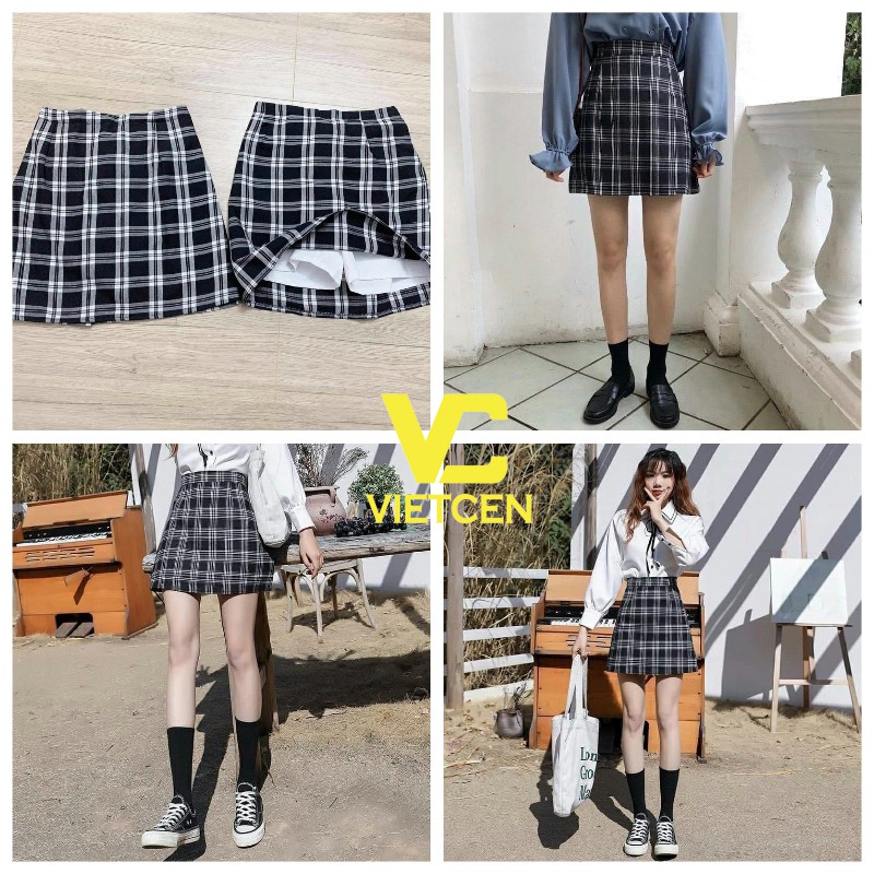[Mã FAMAYWA giảm 10K đơn 50K] Chân Váy Chữ A Kẻ Caro Dành Cho Nữ Hot Trend - VIETCEN
