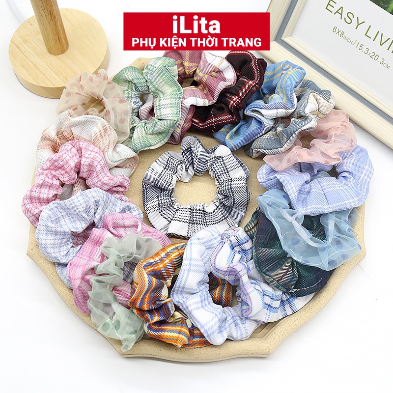 Cột Tóc Scrunchies Caro Đẹp - Dây Buộc Tóc Scrunchie Set Dễ Thương Giá Rẻ (Có Bán Sỉ)