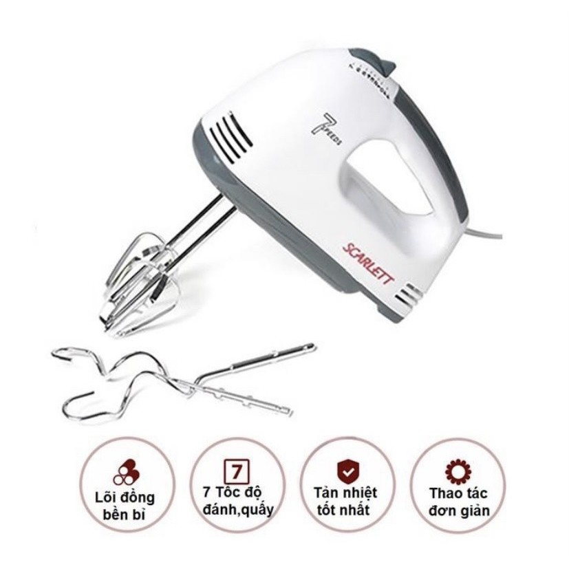 Máy Đánh Trứng Cầm Tay 7 Tốc Độ Công Suất 180W