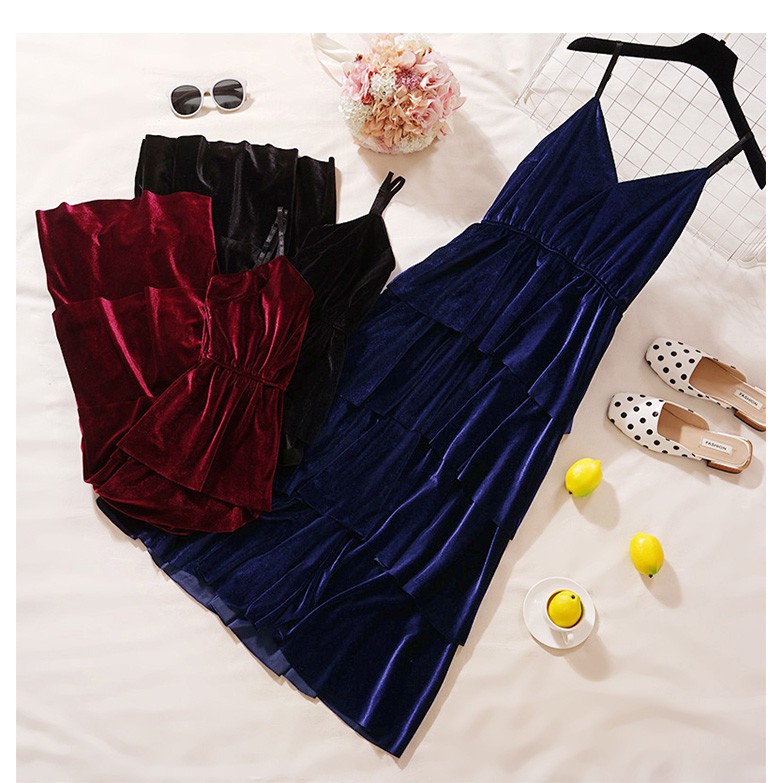 Đầm tiểu thư nhung , đầm tầng quãng châu, hàng có sẵn | BigBuy360 - bigbuy360.vn