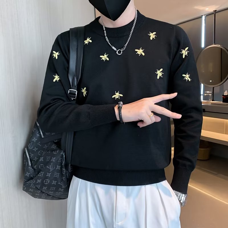 Áo Sweater Dệt Kim Tay Dài Cổ Tròn Dáng Ôm Thời Trang Xuân Thu Cao Cấp Cho Nam