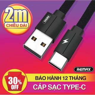Sạc Remax Type C cho các máy Samsung Sony LG Xiaomi và các máy có cổng Usb C - Cáp dài 2m