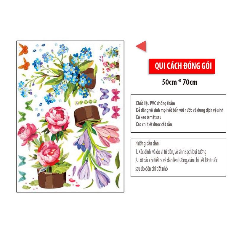 Decal Dán Tường - Giấy Dán Tường - lọ hoa - FlowerdecalAY7274