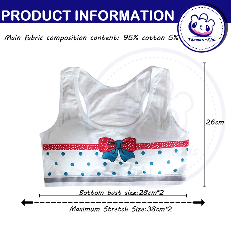 Áo Ngực Thể Thao Cotton Chống Vi Khuẩn Thoải Mái An Toàn Cho Bé Gái 10-14 Tuổi