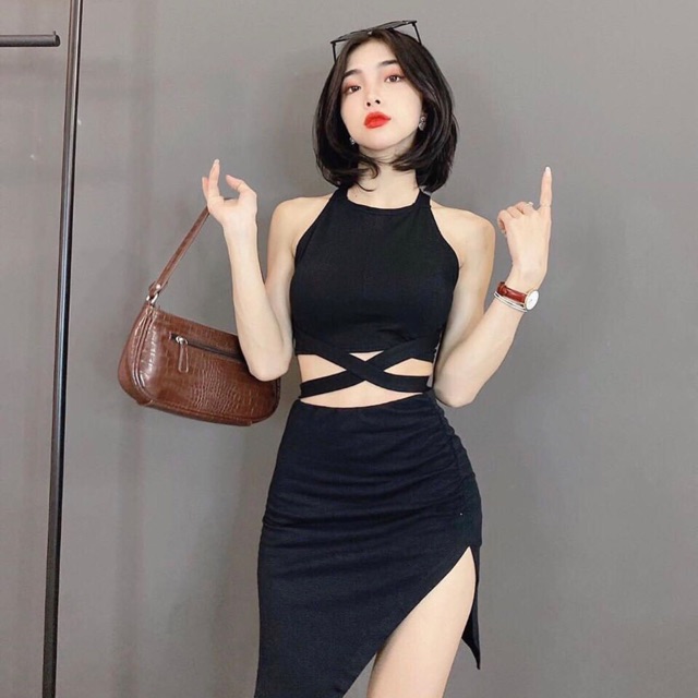 Áo croptop đan dây lưng