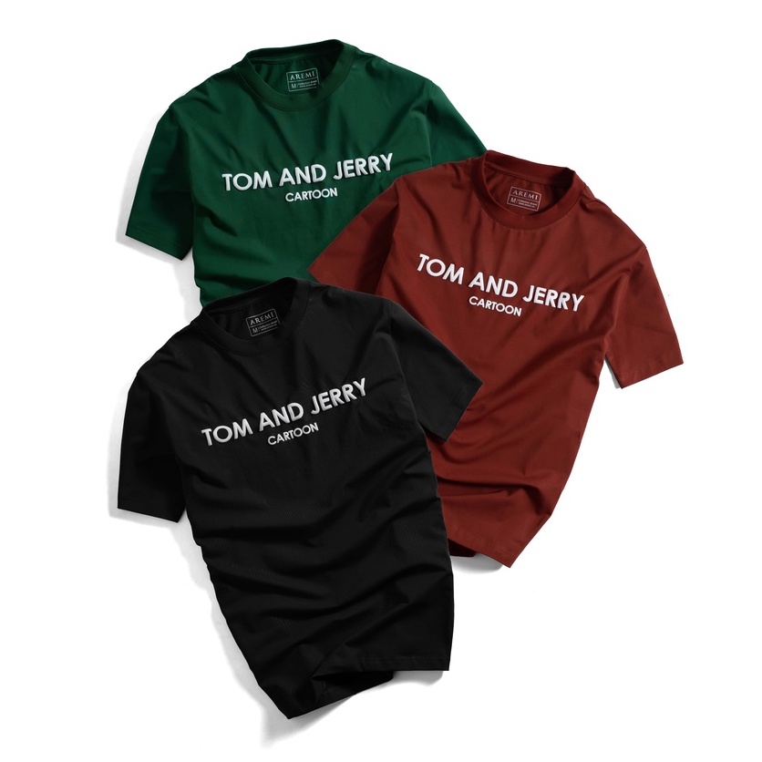 Áo thun nam cổ tròn tay ngắn AREMI, in TOM AND JERRY, vải cotton 4 chiều, thiết kế chuẩn form trẻ trung