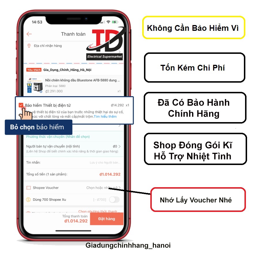 Nồi Chiên Không Dầu Điên Tử BlueStone AFB-5885, Dung Tích 6.5Lit, Bảo Hành Chính Hãng 24 Tháng