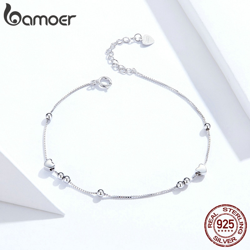 Vòng Tay Bamoer Bạc 925 SCB171 Phối Hình Mặt Trăng/ Trái Tim Cho Nữ