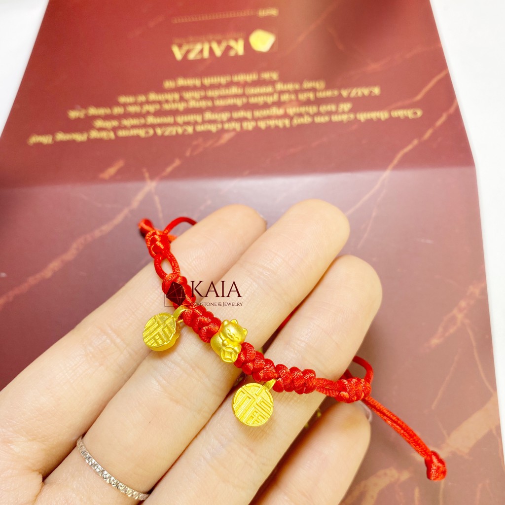 Vòng tay charm mèo thần tài mini may mắn 24k - KAIA