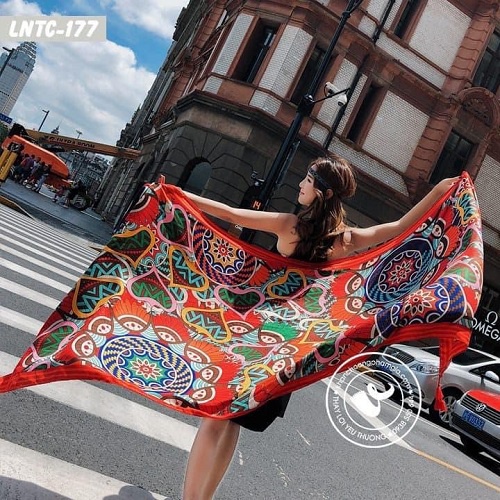 KHĂN CHOÀNG BOHO Vintage Lụa CAO CẤP [MỚI NHẤT] - khăn thổ cẩm đi biển họa tiết Boho Choàng Siêu Xin