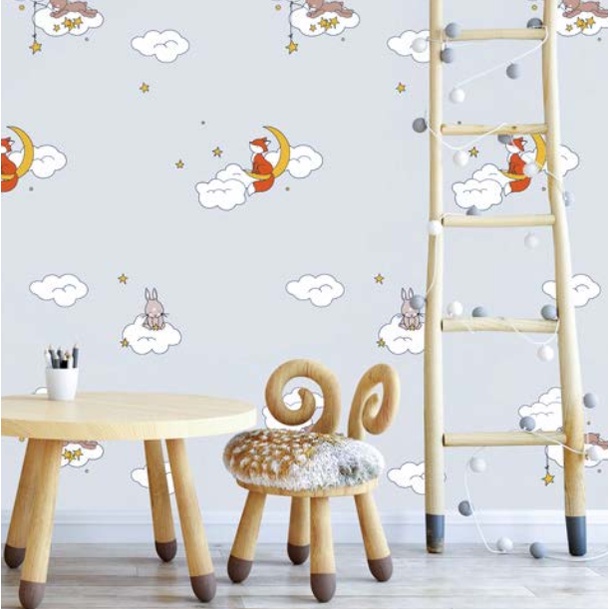 Decal giấy dán tường CÁO XÁM MỚI khổ 45cm keo sẵn