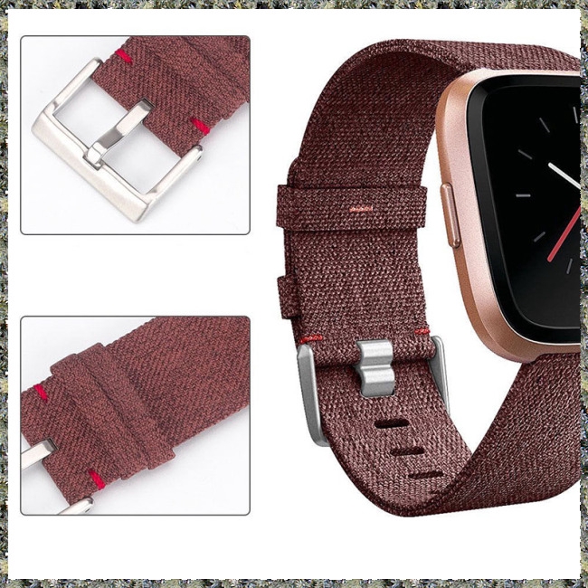 Dây đeo bằng vải canvas có khóa kim loại dành cho đồng hồ thông minh Fitbit versa