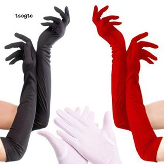 Đôi găng tay dài màu trơn thời trang cho cô dâu đeo vào tiệc cưới