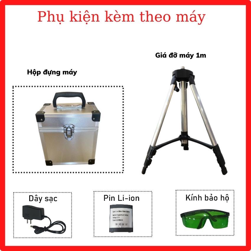Máy cân bằng laser 5 tia xanh 5100, Máy cân mực, máy bắn cốt có thể dùng pin tiểu | Tặng kèm Sạc + Kính + Chân đỡ 1m