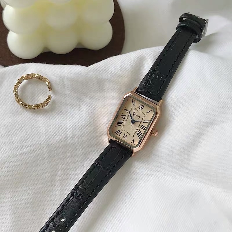 Đồng Hồ Nữ DÂY DA Mặt Vuông CHÍNH HÃNG GOGOEY Đồng Hồ Dáng Cổ Điển Vintage