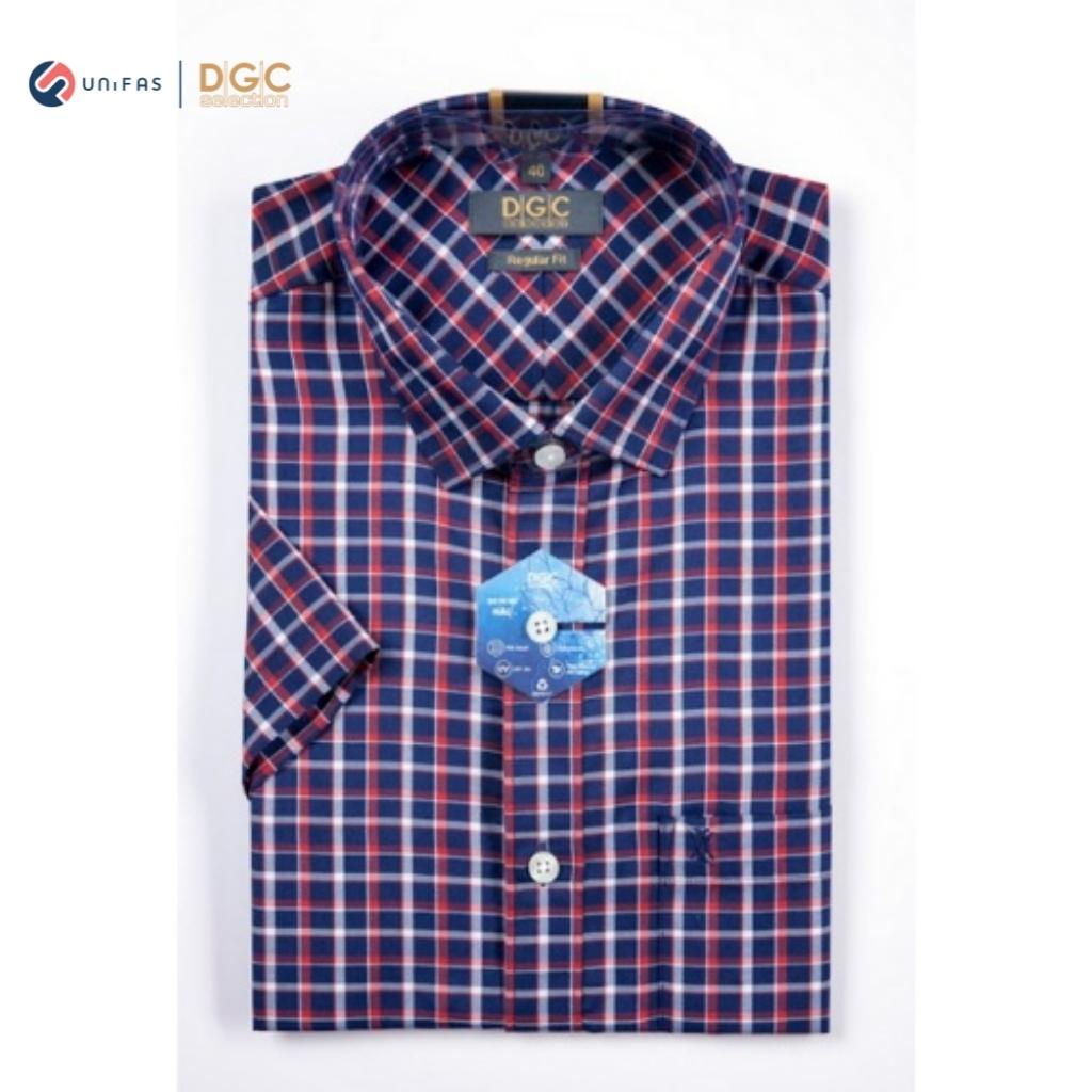 Áo sơ mi nam DGCs ngắn tay kẻ caro phong cách Hàn Quốc, chất vải cao cấp mềm mịn SASNBA57M
