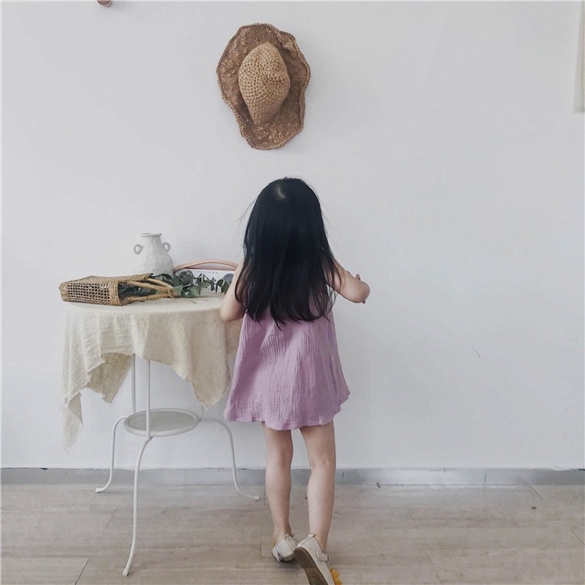 Váy 2 dây bé gái đũi siêu mát
