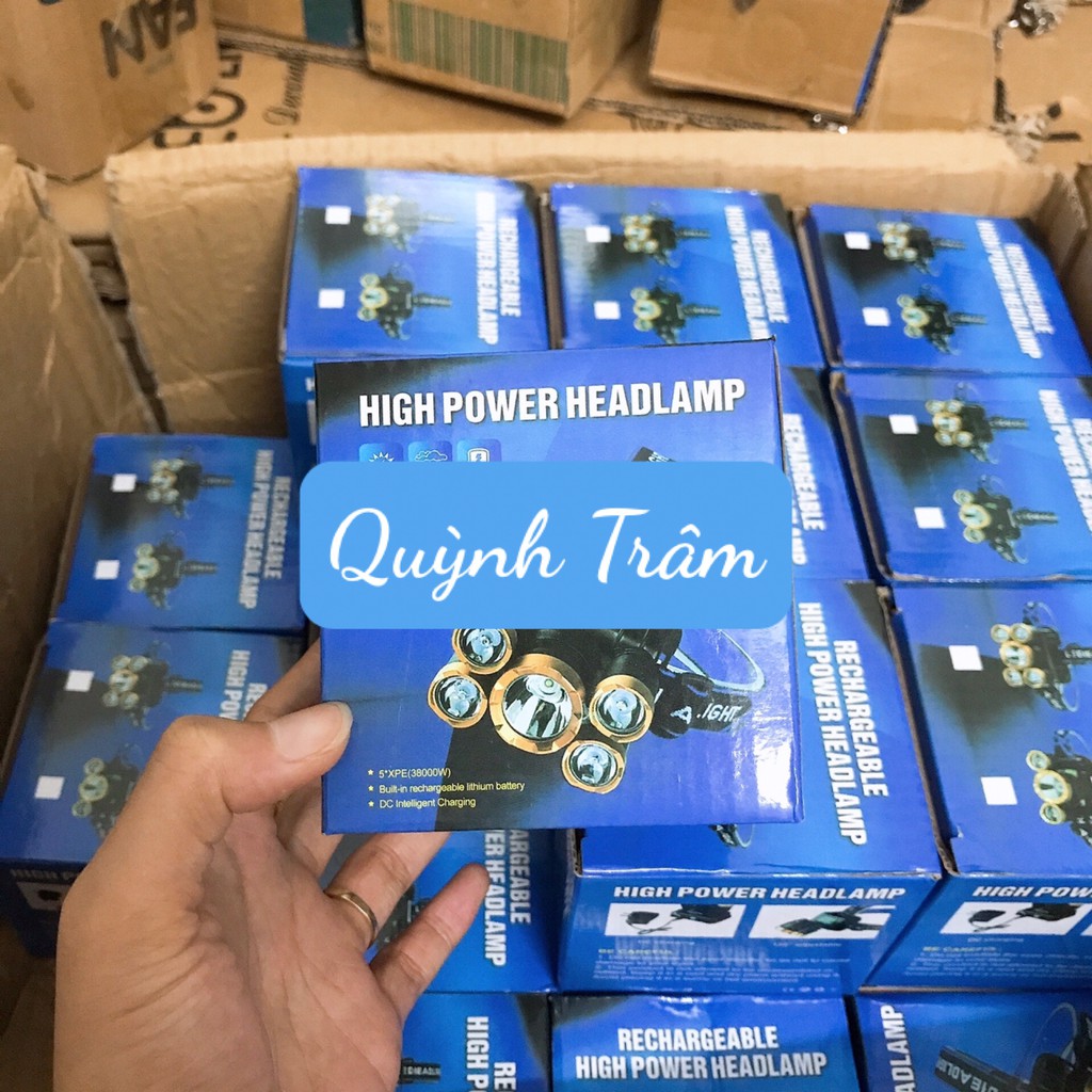 Đèn Pin Đội Đầu 5 Bóng Siêu Sáng Chống Nước Kèm Sạc