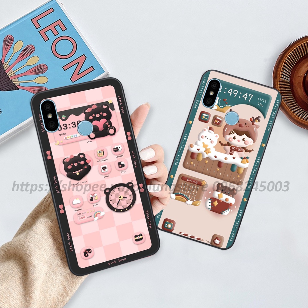 Ốp lưng Xiaomi Redmi 6 Pro / Mi 6X / S2 / A2 Lite in hình 3D gấu,thỏ cute dễ thương