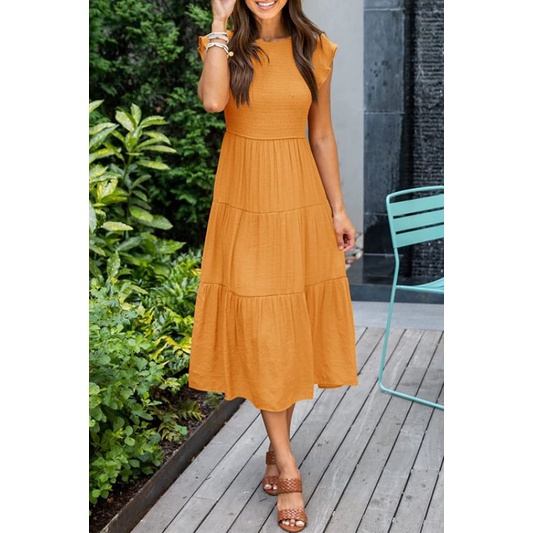 Đầm maxi cami smocked tiered dress vnxk đầm tầng babydoll xoè rộng dáng dài xuất khẩu dư xịn