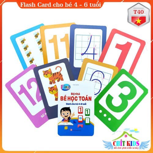 BỘ THẺ FLASHCARD HỌC TOÁN, HỌC SỐ CHO BÉ - 41 THẺ