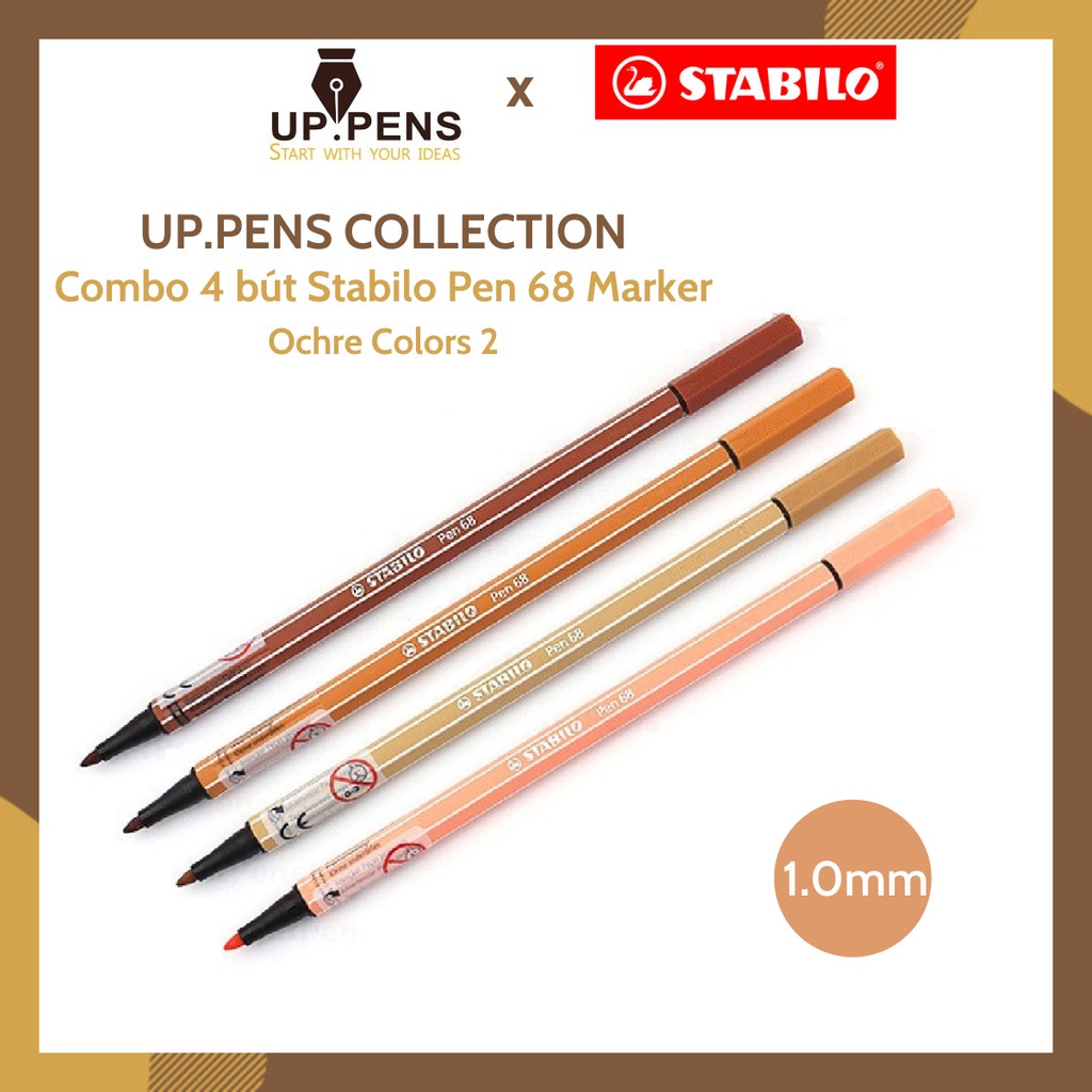 Combo 4 bút lông màu Stabilo Pen 68 Marker – 1.0mm – Ochre Colors 2