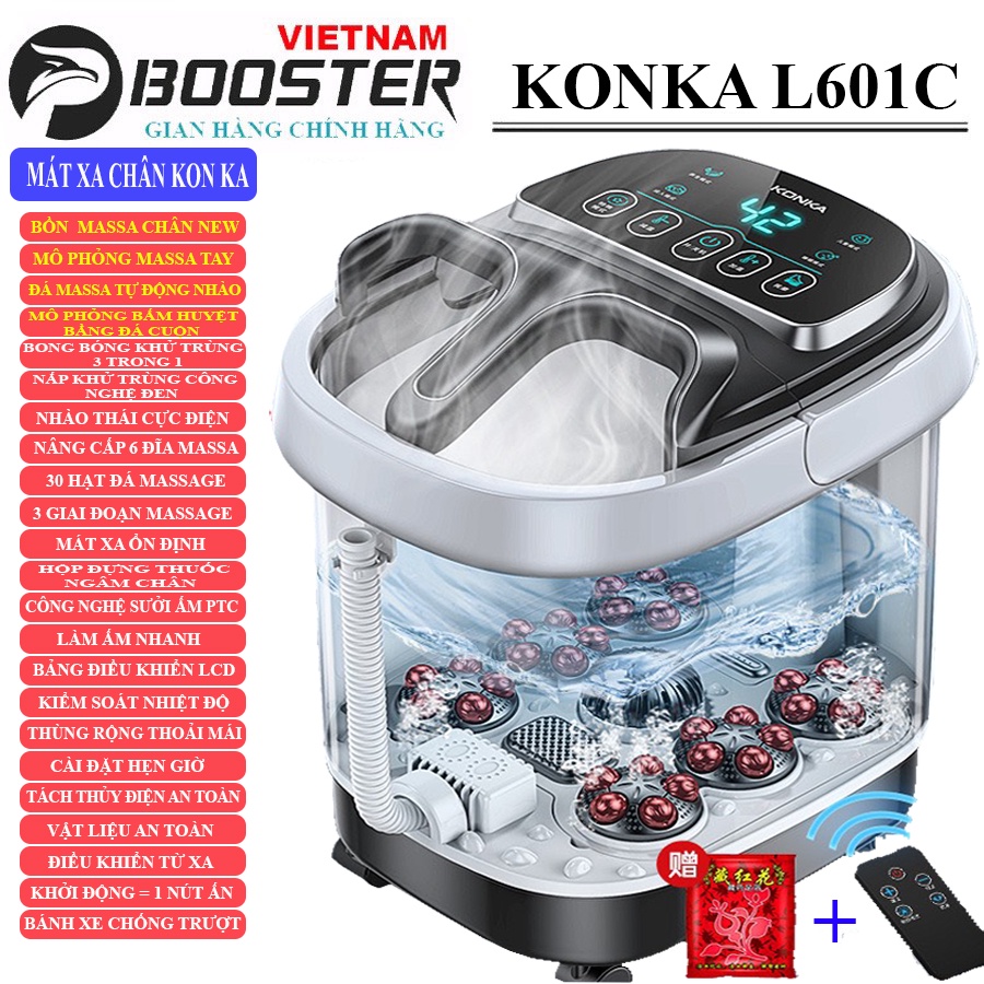 Bồn Ngâm Chân Massage, Máy Massage Ngâm Chân Thải Độc Xoa Bóp Bấm Huyệt Bằng 30 Con Lăn, Tự Động Làm Nóng