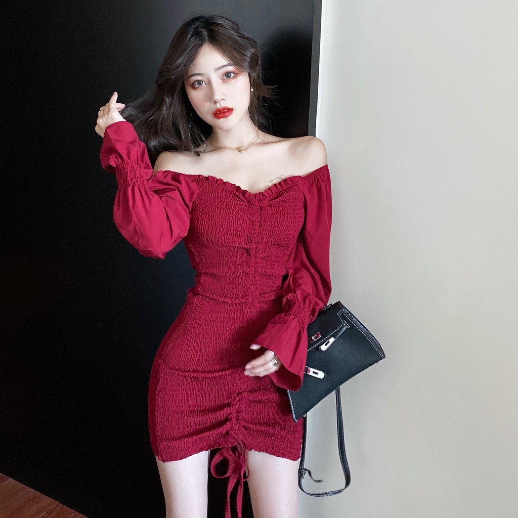 Đầm dáng ôm trễ vai Emilyshop ulzzang