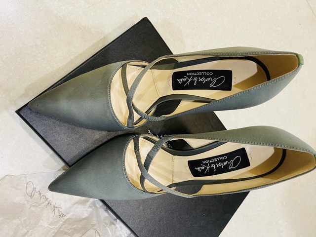 Pass giày Charles & Keith EU36  Satin Criss Cross Pumps 11cm