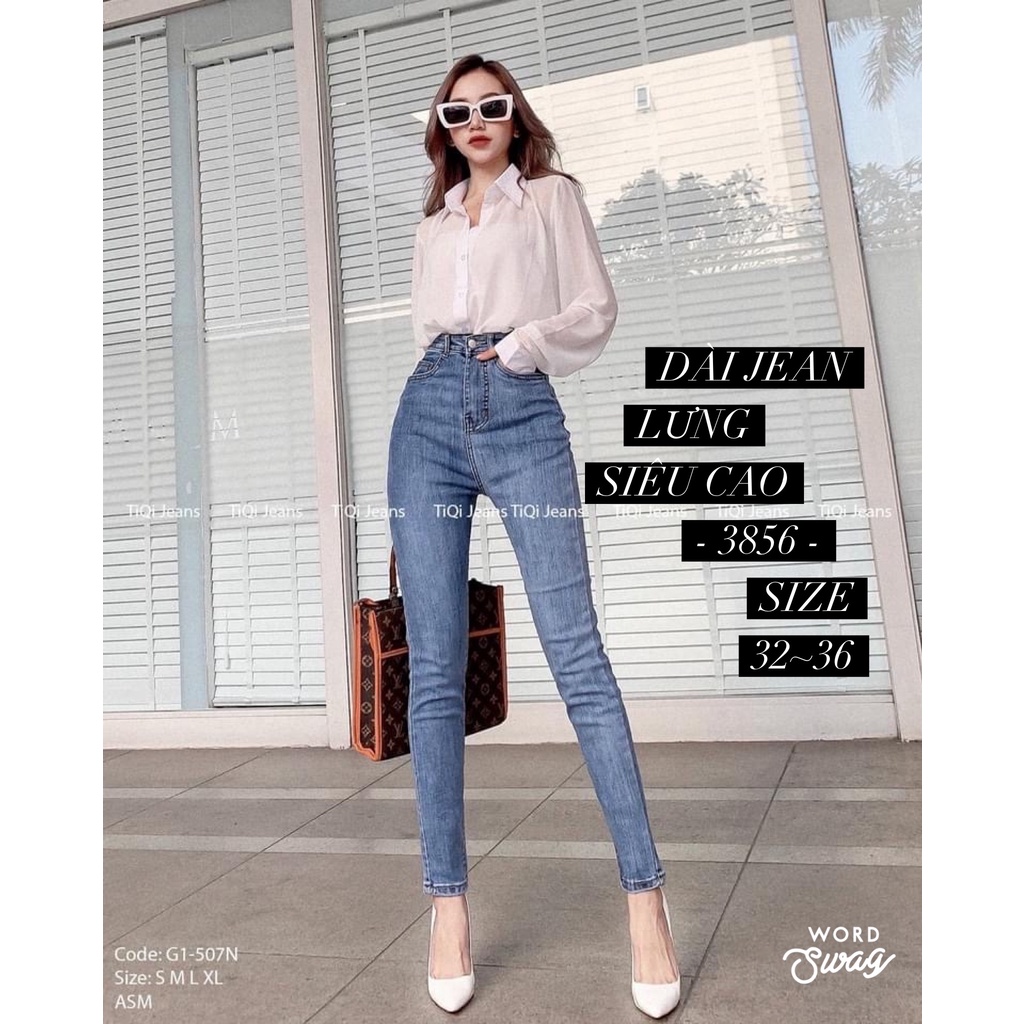 NEW [Size 30-36] Quần Dài Jeans Nữ Bigsize, Đen - Xám - Xanh trơn, Lưng Cao Trên Rốn, Co Giãn Mạnh