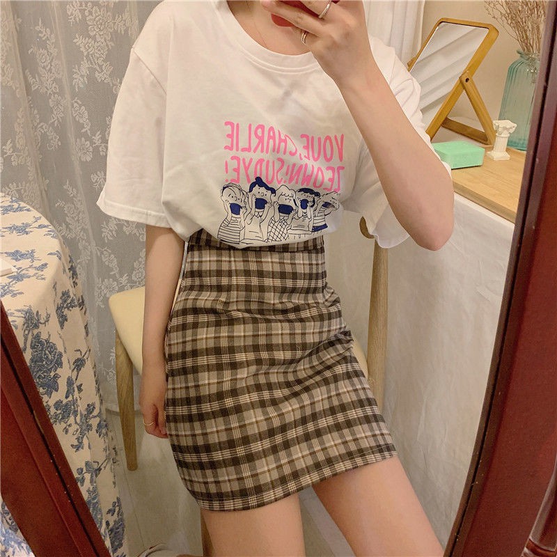 Korean fashion high-waisted plaid short skirt for women | BigBuy360 - bigbuy360.vn