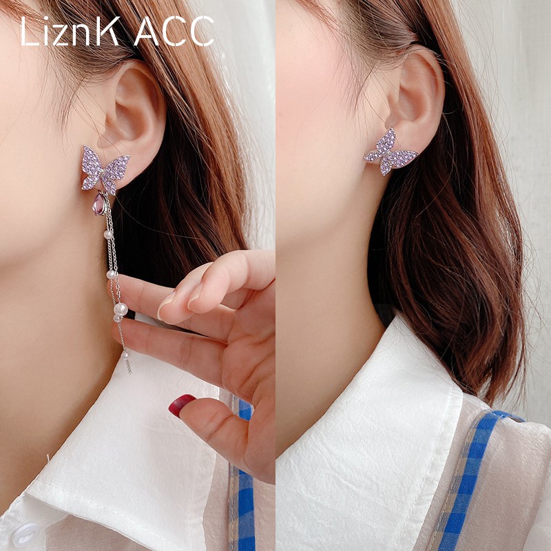 Bông Tai Dáng Dài Bằng Bạc 925 Phối Tua Rua Phong Cách Hàn Quốc Thời Trang Cho Nữ