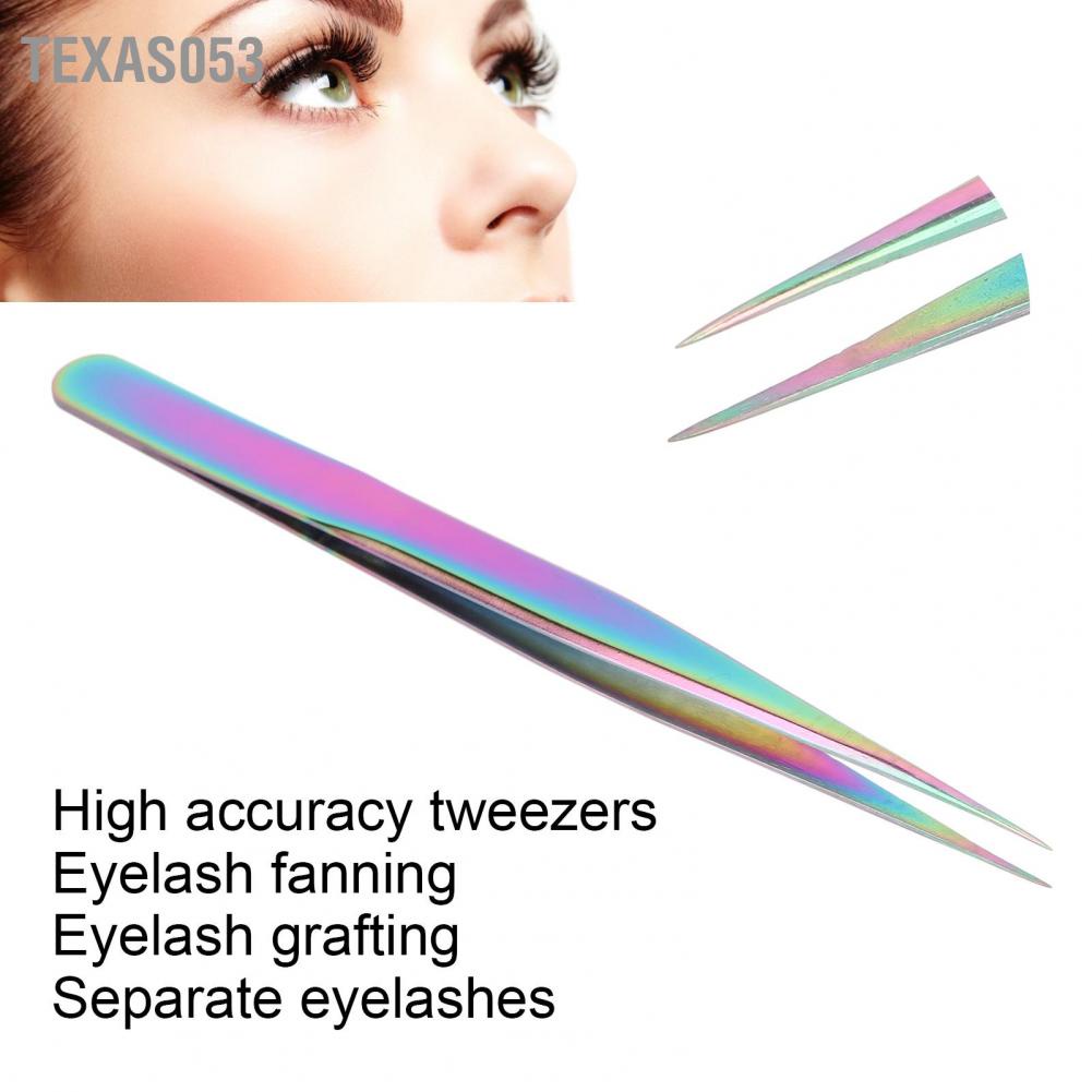 Texas053 Nhíp vẽ móng tay thẳng chuyên nghiệp nối dài lông mi bằng thép không gỉ