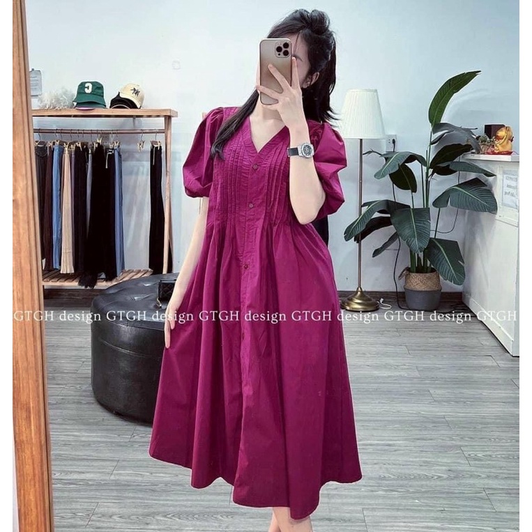 Váy babydoll xếp ly dọc dáng dài hàng hot girl