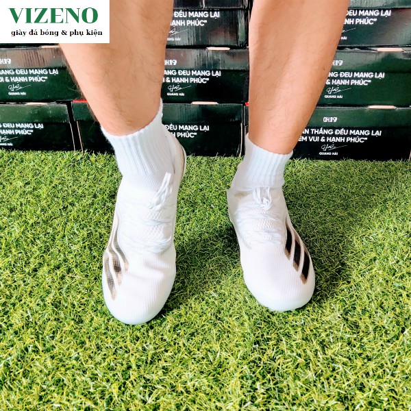 [ Freeship ] Giày đá bóng X20 Ghosted . 1 TF trắng vạch đen - giày đá bóng vizeno