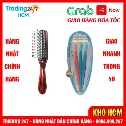 [Hỏa tốc HCM] Combo Lược chải tóc mini bỏ túi và Set 3 dao cạo lông mày cán dài KAI