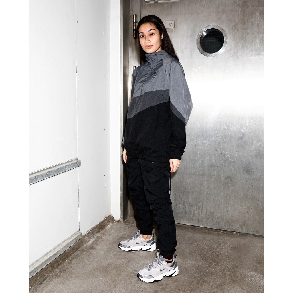 ÁO KHOÁC NAM NIKE SPORTWEAR SWOOSH WOVEN JACKET - XÁM PHỐI ĐEN