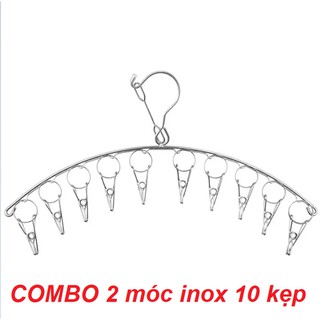 COMBO 2 cái móc inox 10 kẹp bền đẹp không gỉ