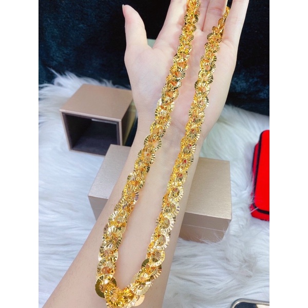 Dây chuyền nữ kiểu khoen tròn dát vàng 18 dát bạch kim cao cấp mẫu mới siêu đẹp